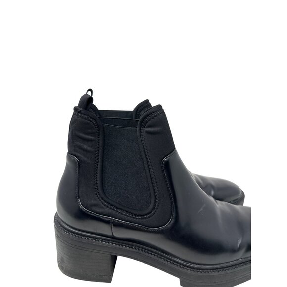 Zara Chelsea Lug Sole Chunky Heel Platform Ankle Boot Black Size 37 - Picture 2 of 11